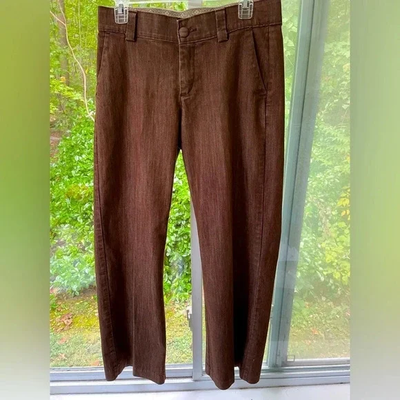 LEE Platinum Label no gap waistband 8 short brown jeans. Covered buttons & zip. - Picture 1 of 6